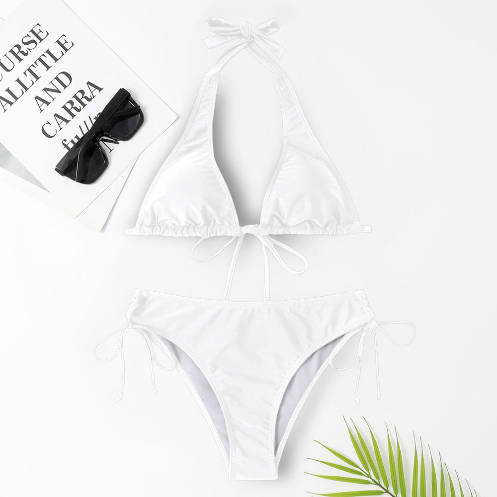 Solid Color Strap Bikini Swimsuit - Glamour Nest