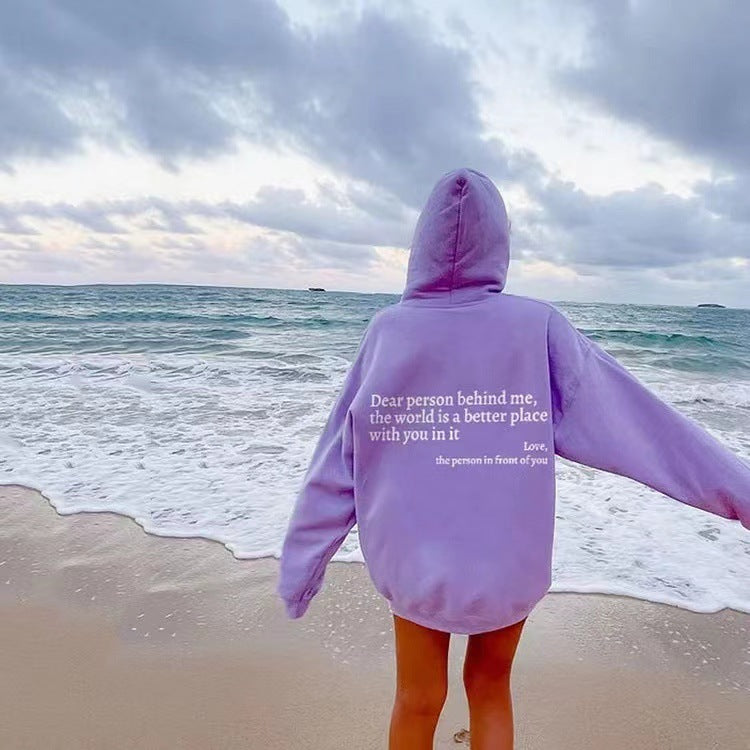 Inspirational Letter Print Hoodie - Glamour Nest