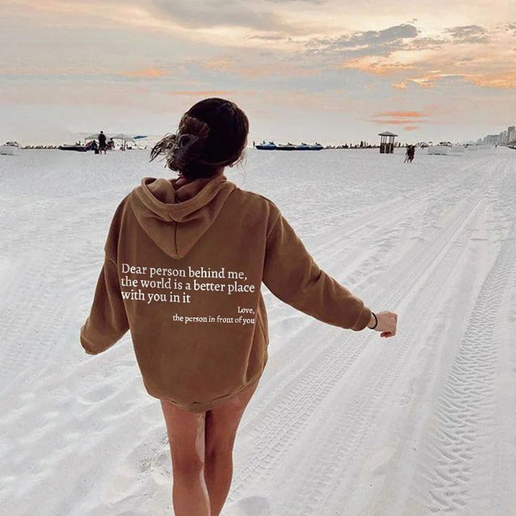 Inspirational Letter Print Hoodie - Glamour Nest