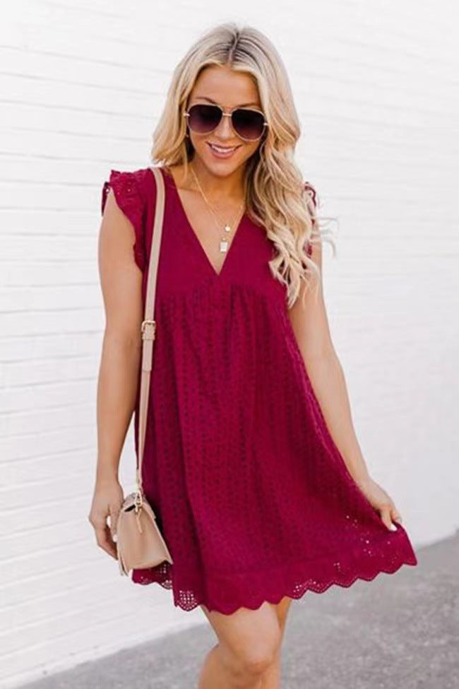 Elegant Lace Pocket Dress - Glamour Nest