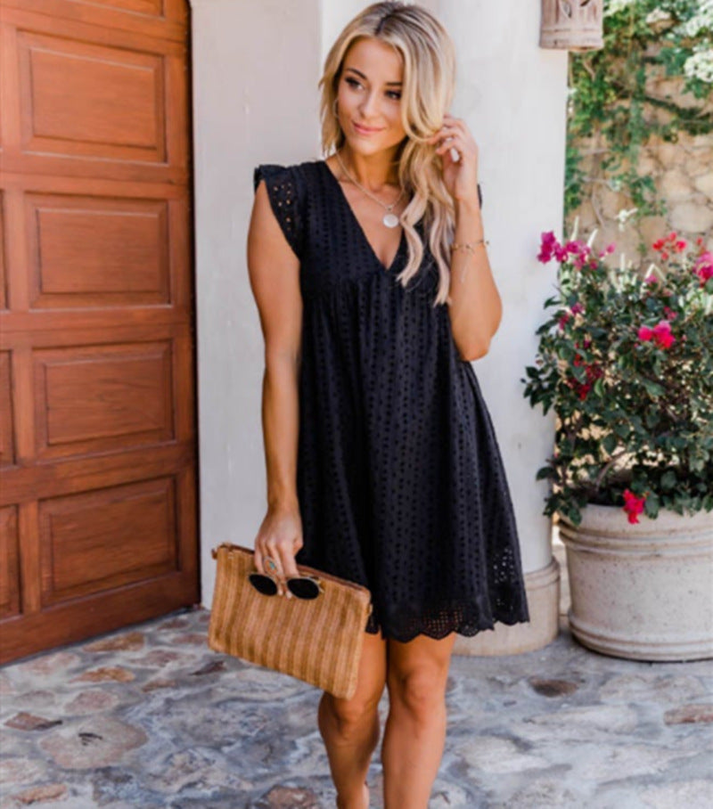 Elegant Lace Pocket Dress - Glamour Nest