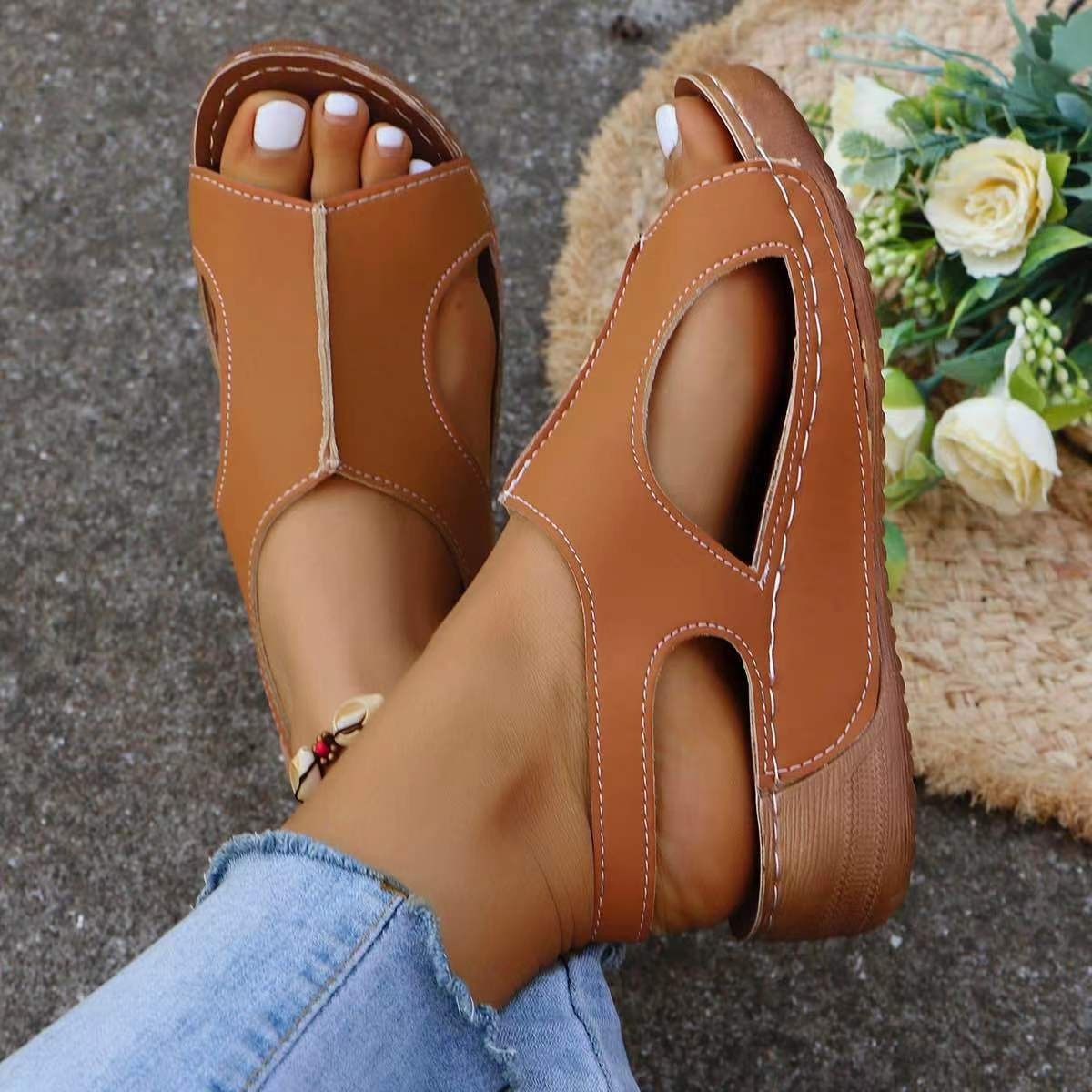 Sleek Summer Wedges with Elastic Band - Glamour Nest