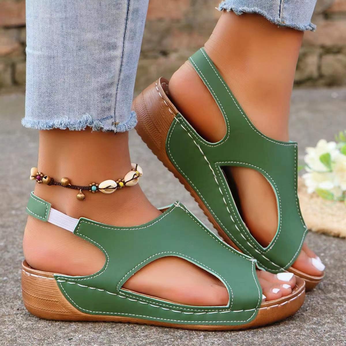 Sleek Summer Wedges with Elastic Band - Glamour Nest