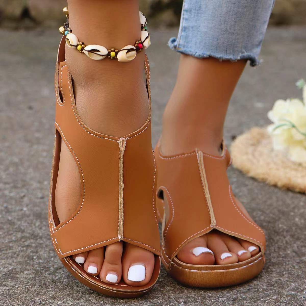 Sleek Summer Wedges with Elastic Band - Glamour Nest