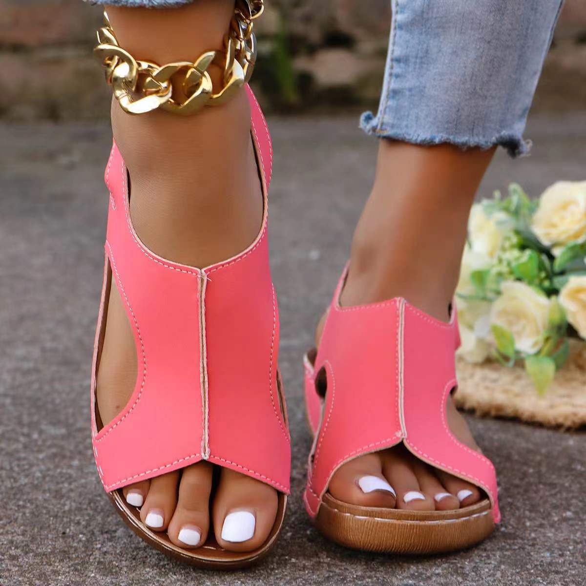 Sleek Summer Wedges with Elastic Band - Glamour Nest