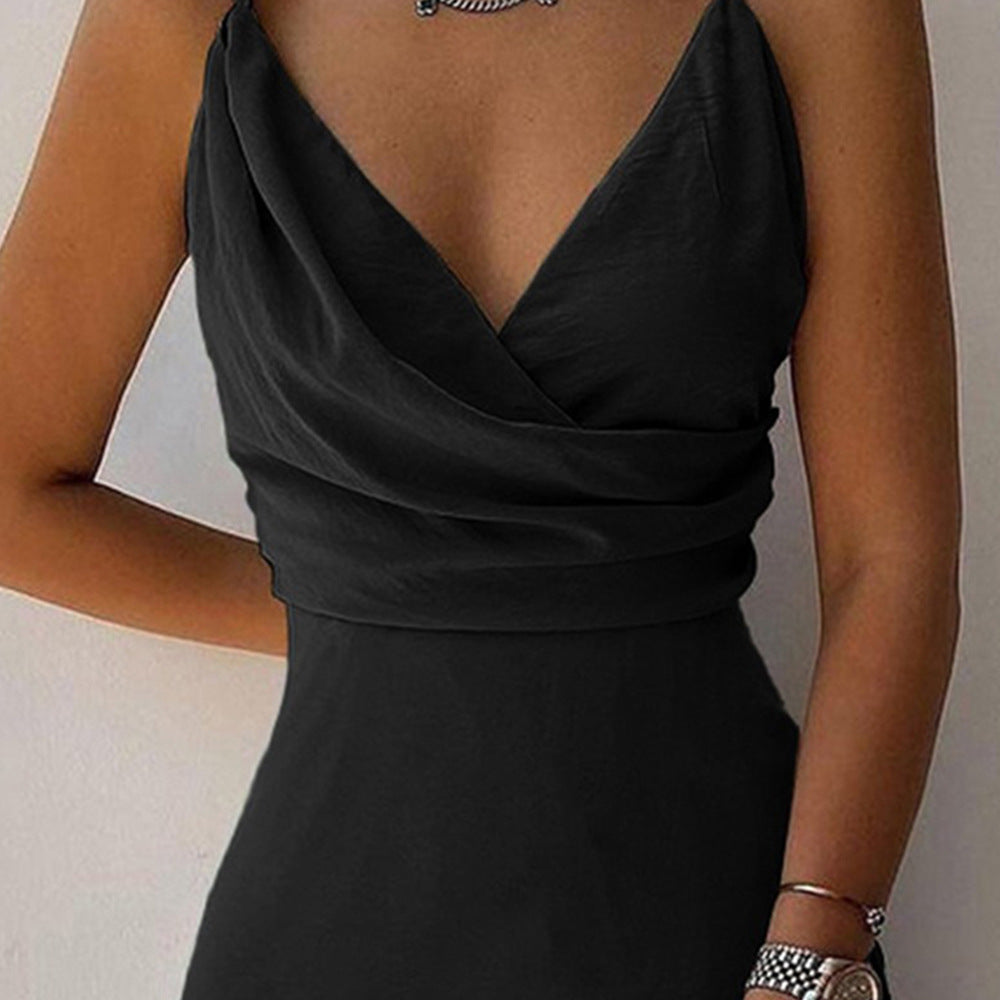 Sleek V-Neck Slit Summer Dress - Glamour Nest