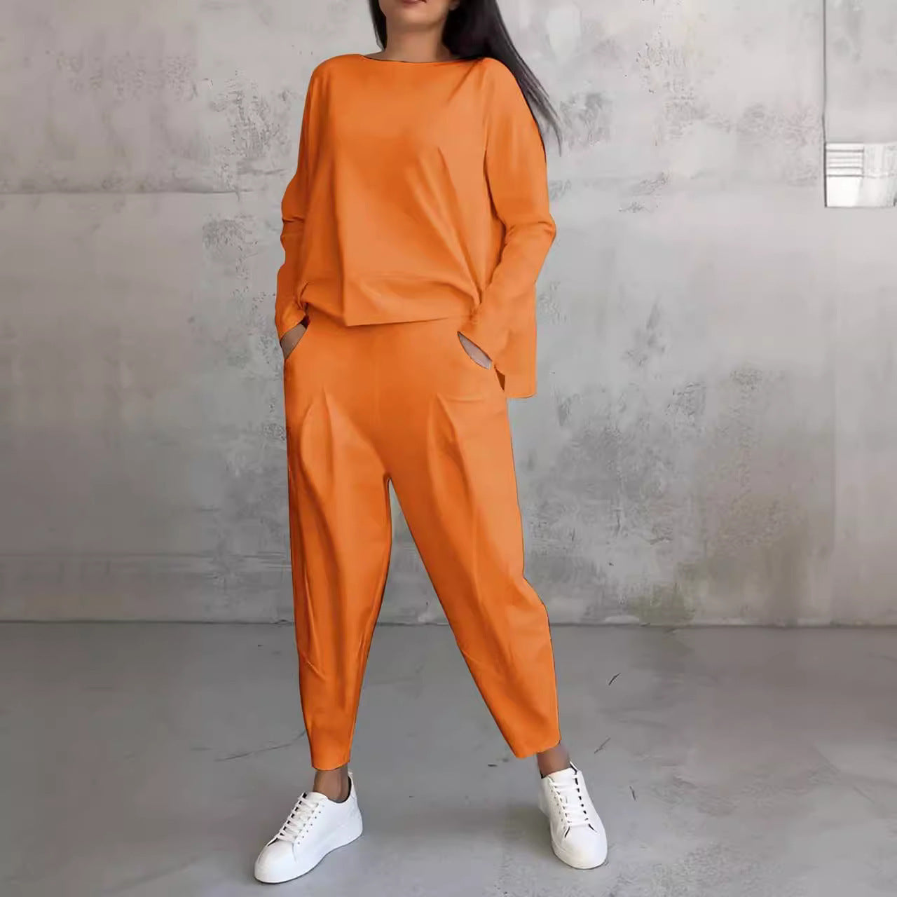 Women's Long-sleeved Sweater Harem Pants Suit