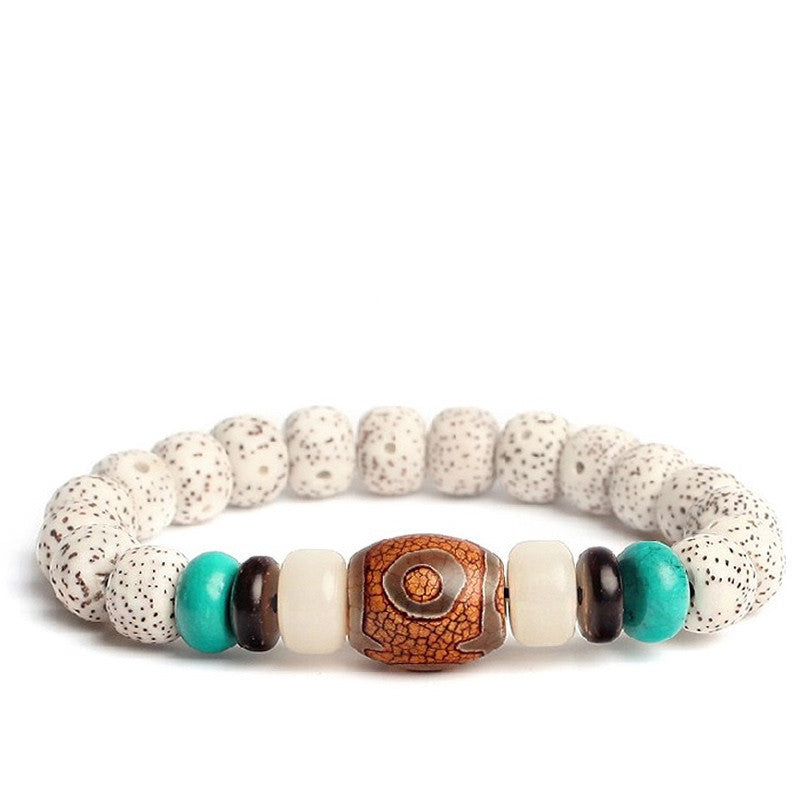 Bodhi Seed Root Bracelet - Single Circle Design with Beads