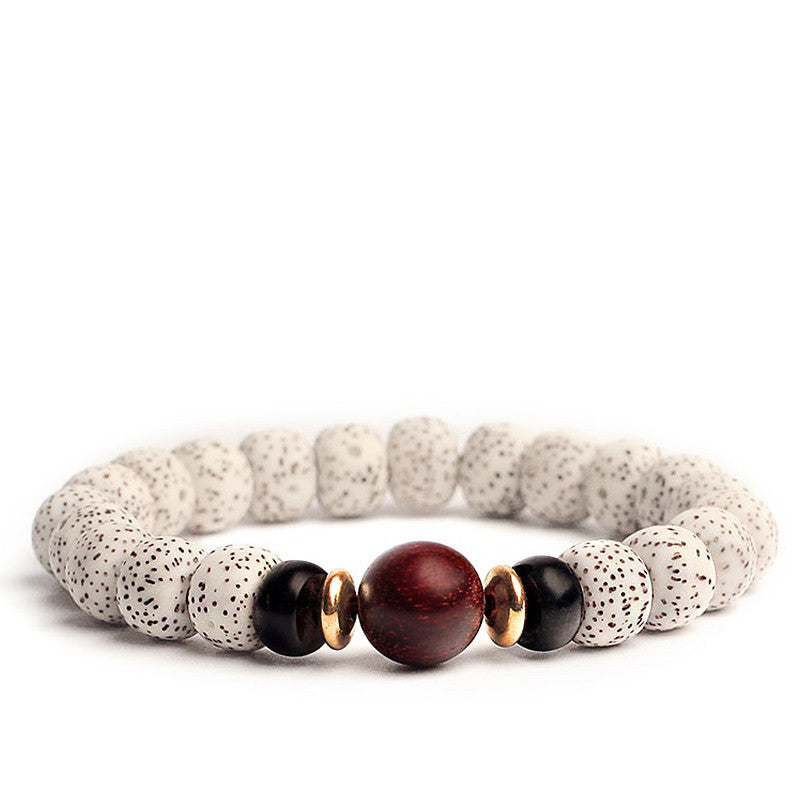 Bodhi Seed Root Bracelet - Single Circle Design with Beads