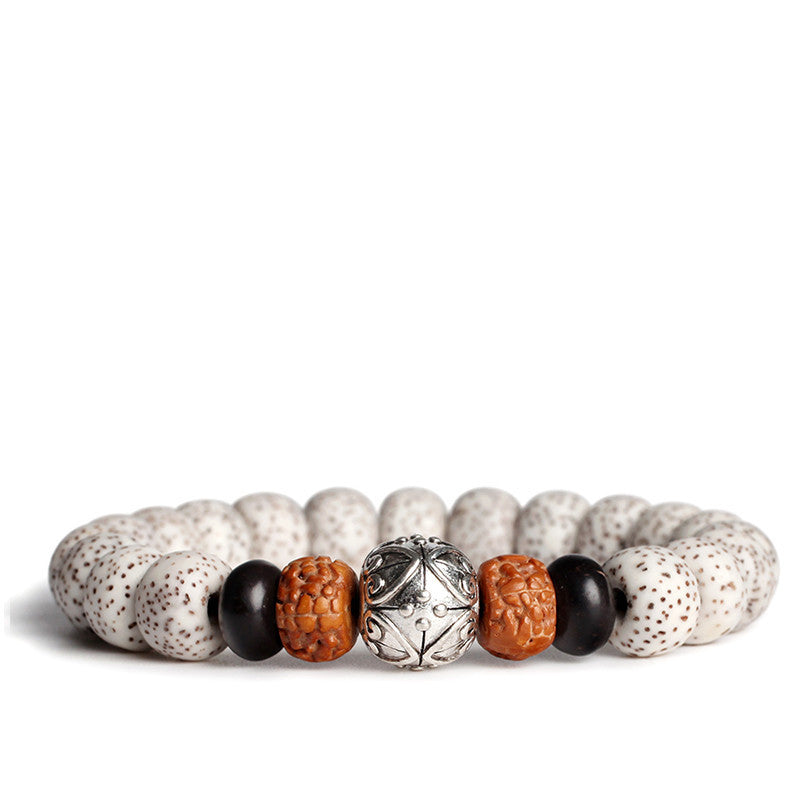 Bodhi Seed Root Bracelet - Single Circle Design with Beads