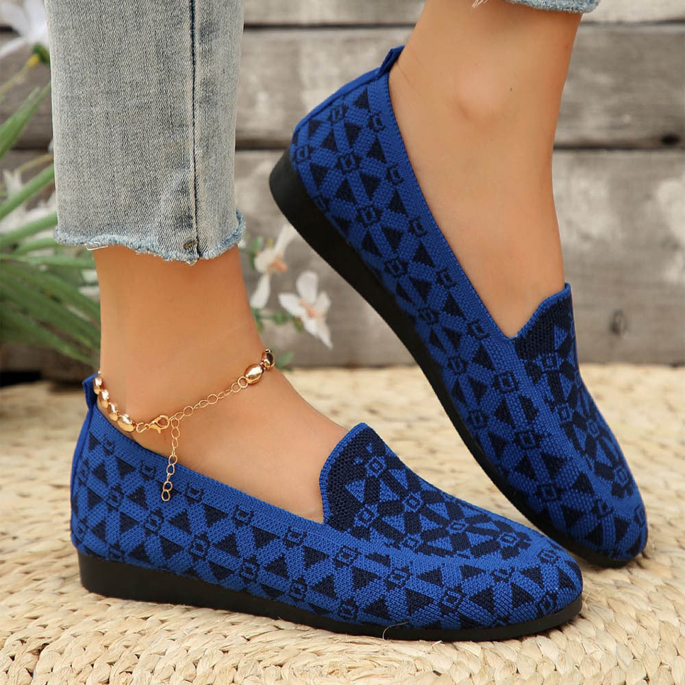 Printed Round Toe Flat Loafers