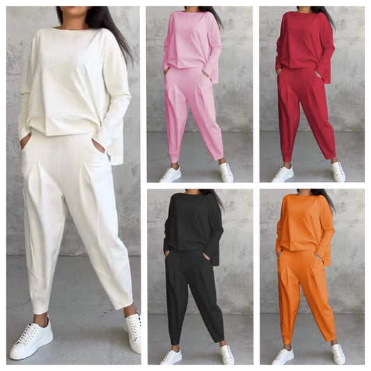 Women's Long-sleeved Sweater Harem Pants Suit