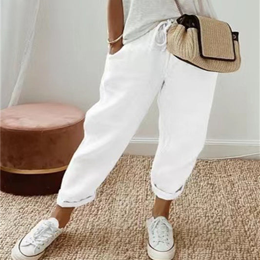 Women's Linen Solid Color Casual Pants