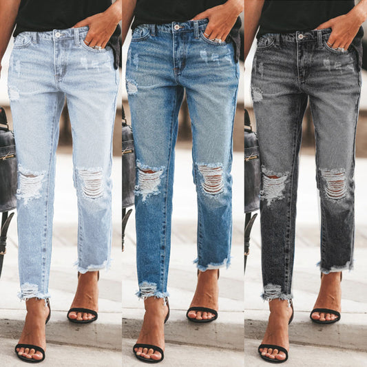 Women's Ripped Retro Fashion Jeans