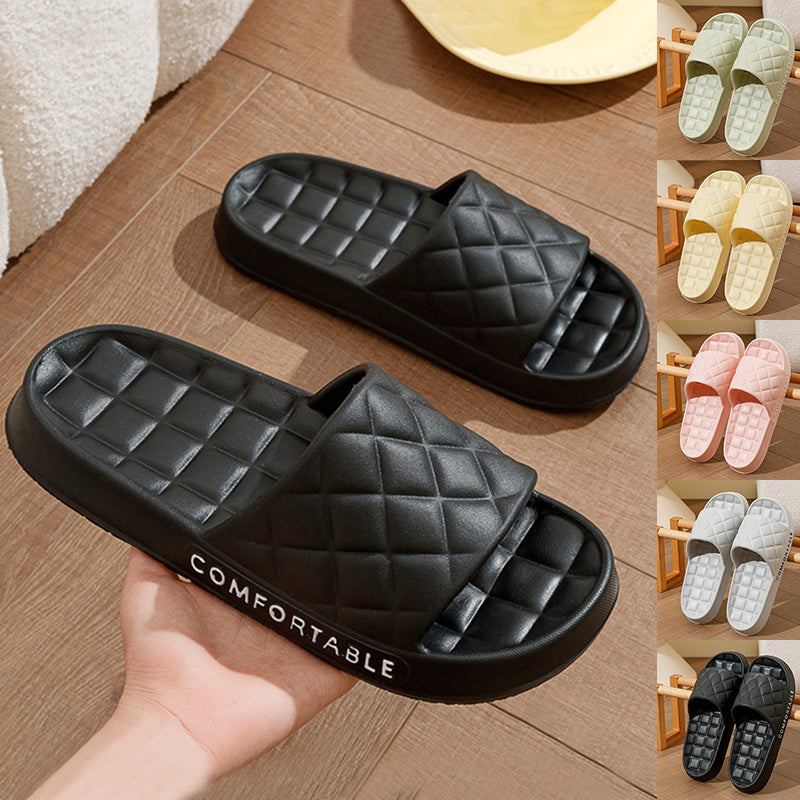 Men's Plaid Home Slippers Soft Silent Indoor Shoes Summer