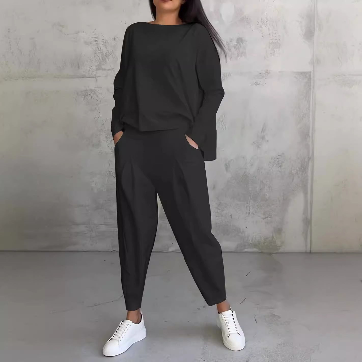 Women's Long-sleeved Sweater Harem Pants Suit