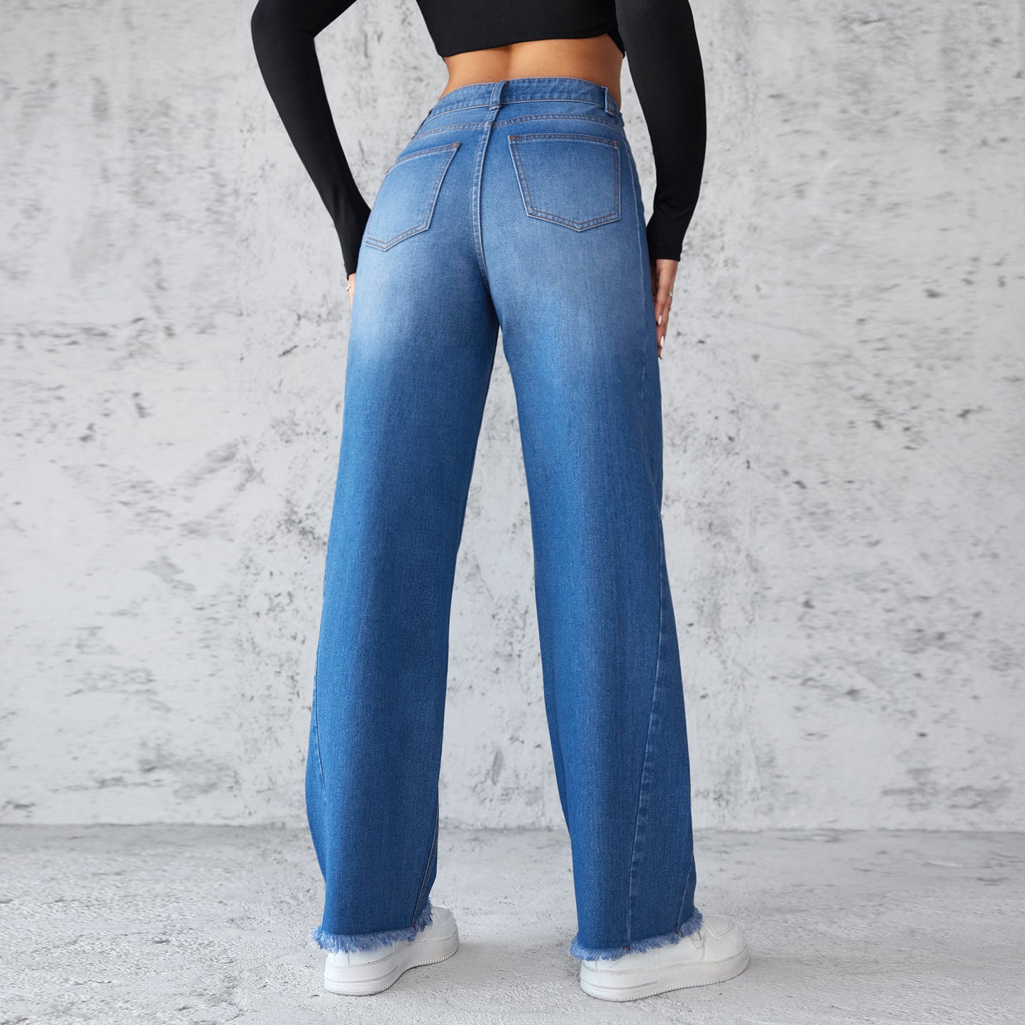 Women's Fashion Wide-leg Jeans High-waist Casual Pants