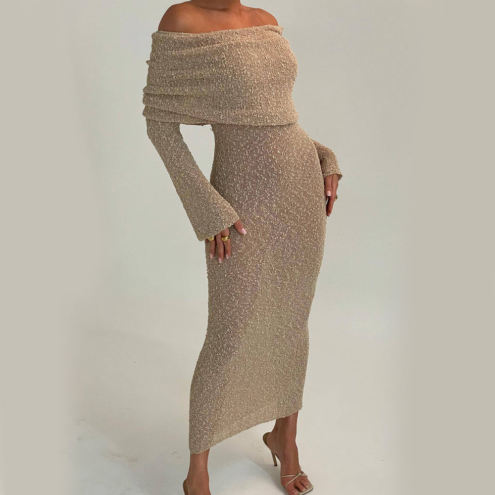 One-Shoulder Knitted Long Dress