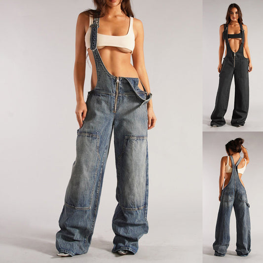 Suspender Jumpsuit Streetwear Jeans Pants