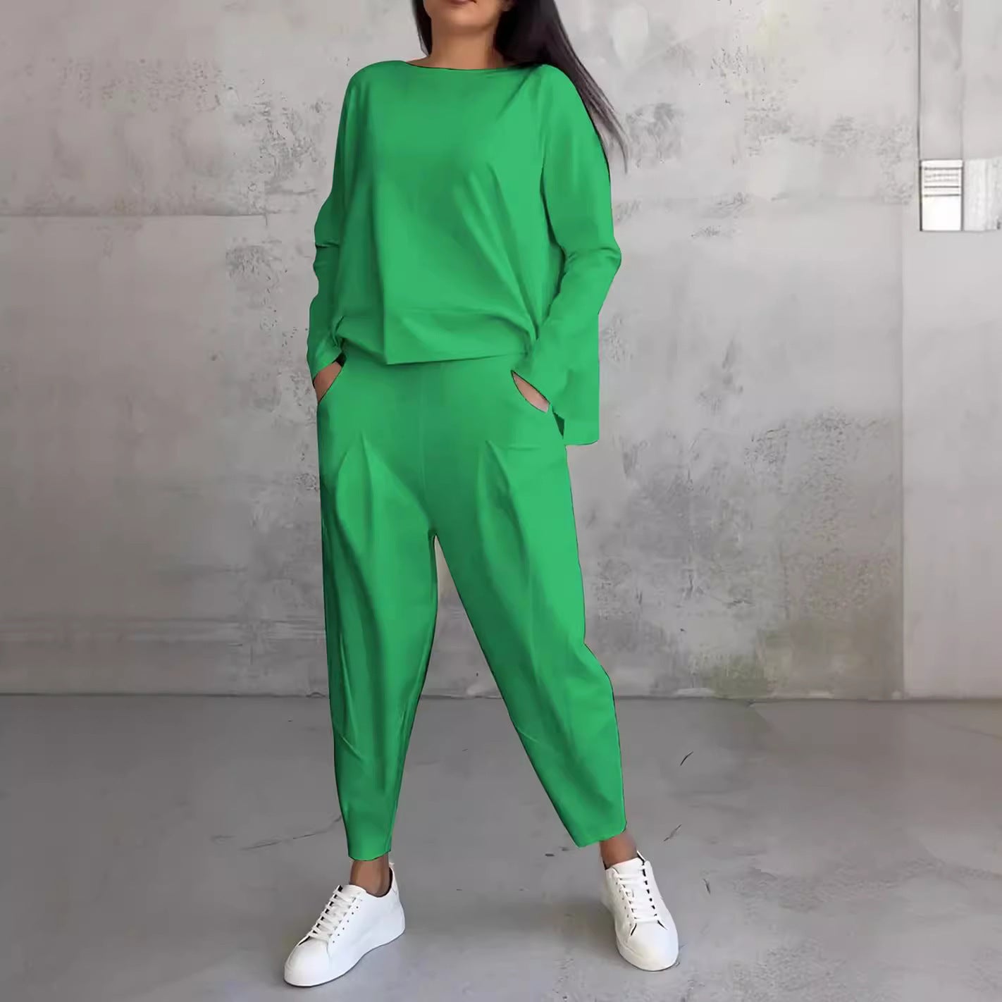 Women's Long-sleeved Sweater Harem Pants Suit