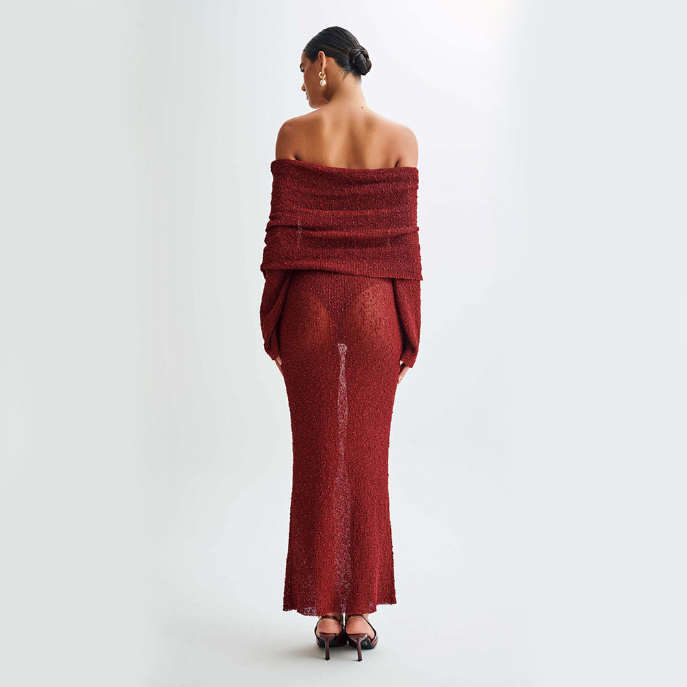 One-Shoulder Knitted Long Dress