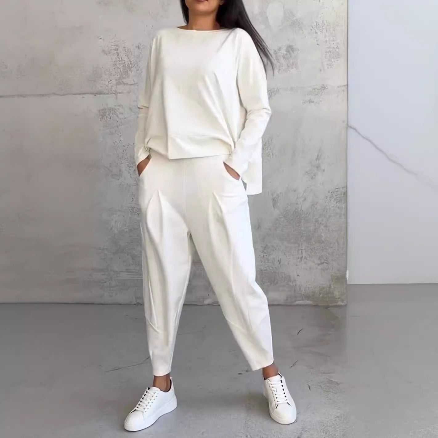 Women's Long-sleeved Sweater Harem Pants Suit