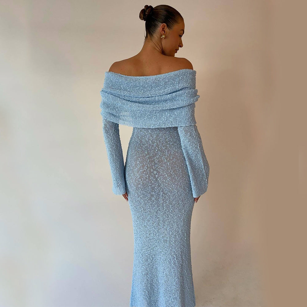 One-Shoulder Knitted Long Dress